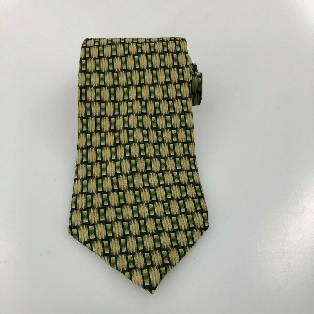 Farentino Ferre Pure Silk Green Black Geometric De